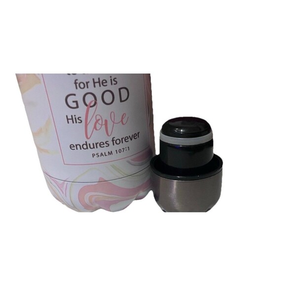 "Give Thanks" Marble Patterned Stainless Steel Water Bottle 20oz Insulated 10.5' - Picture 4 of 15